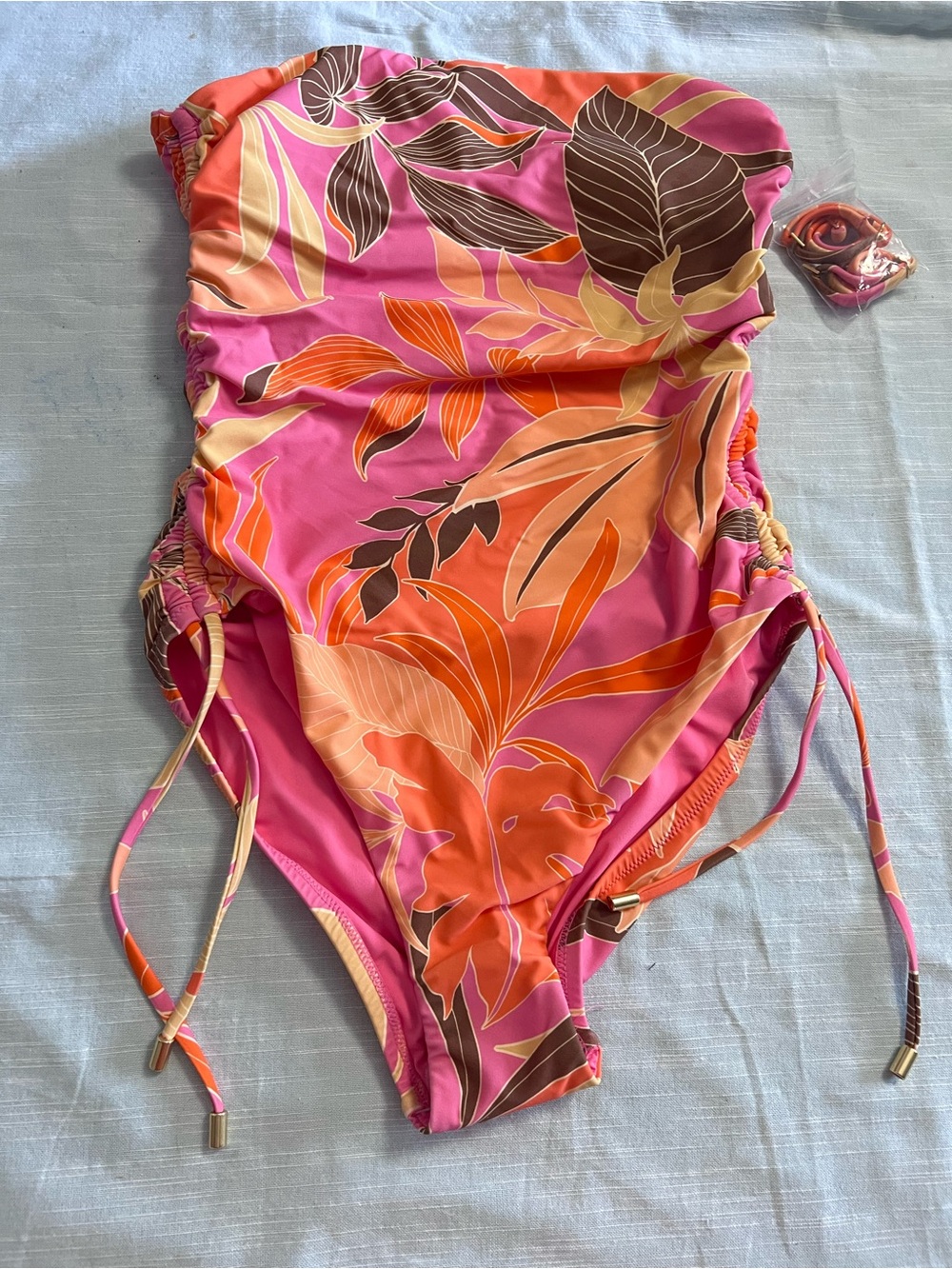 Anthropologie Sanctuary Banded Shirred Side One Piece Swimsuit Floral One piece